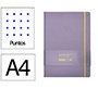 Cuaderno con gomilla Antartik notes tapa dura A4 hojas puntos morado y amarillo 100 hojas 80 g