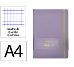 Cuaderno con gomilla antartik notes tapa dura A4 hojas cuadricula morado y amarillo 100 hojas 80 g