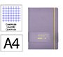 Cuaderno con gomilla antartik notes tapa dura A4 hojas cuadricula morado y amarillo 100 hojas 80 g