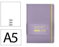 Cuaderno con gomilla Antartik notes tapa dura A5 hojas lisas morado y amarillo 100 hojas 80 g