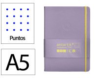 Cuaderno con gomilla Antartik notes tapa dura A5 hojas puntos morado y amarillo 100 hojas 80 g