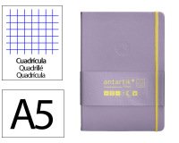 Cuaderno con gomilla Antartik notes tapa dura A5 hojas cuadricula morado y amarillo 100 hojas 80 g