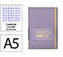 Cuaderno con gomilla Antartik notes tapa dura A5 hojas cuadricula morado y amarillo 100 hojas 80 g