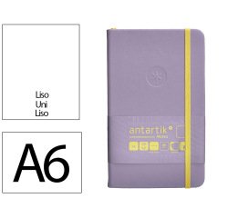 Cuaderno con gomilla Antartik notes tapa dura A6 hojas lisas morado y amarillo 100 hojas 80 g