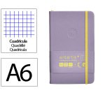 Cuaderno con gomilla antartik notes tapa dura a6 hojas cuadricula morado y amarillo 100 hojas 80 gr