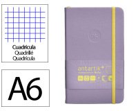 Cuaderno con gomilla antartik notes tapa dura a6 hojas cuadricula morado y amarillo 100 hojas 80 gr fsc