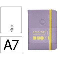 Cuaderno con gomilla antartik notes tapa dura a7 hojas lisas morado y amarillo 80 hojas 80 gr fsc