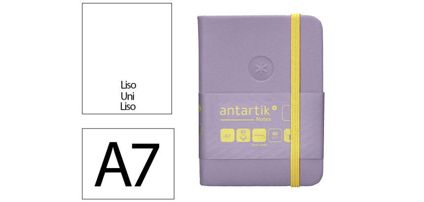 Cuaderno con gomilla Antartik notes tapa dura A7 hojas lisas morado y amarillo 80 hojas 80 g