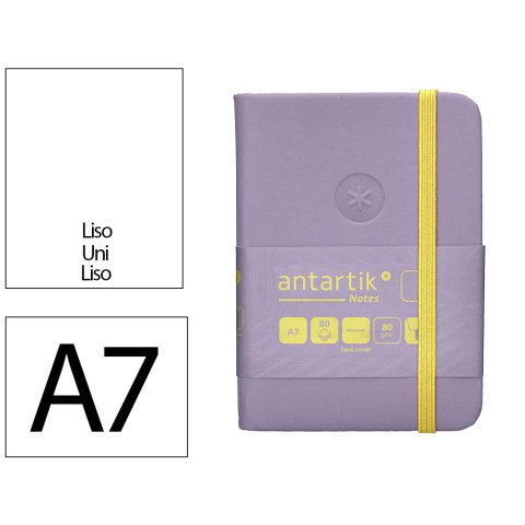 Cuaderno con gomilla Antartik notes tapa dura A7 hojas lisas morado y amarillo 80 hojas 80 g