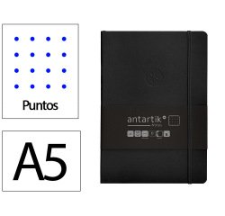 Cuaderno con gomilla antartik notes tapa blanda a5 hojas puntos negro 80 hojas 80 gr fsc
