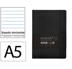 Cuaderno con gomilla antartik notes tapa blanda a5 hojas rayas negro 80 hojas 80 gr fsc