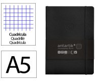 Cuaderno con gomilla Antartik notes tapa blanda A5 hojas cuadricula negro 80 hojas 80 g