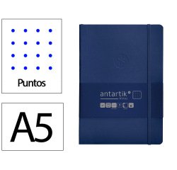 Cuaderno con gomilla Antartik notes tapa blanda A5 hojas puntos azul marino 80 hojas 80 g