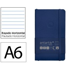 Cuaderno con gomilla Antartik notes tapa blanda A6 rayas azul marino 100 hojas 80 g