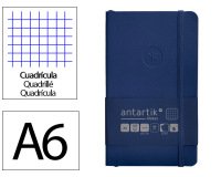 Cuaderno con gomilla Antartik notes tapa blanda A6 cuadricula azul marino 100 hojas 80 g