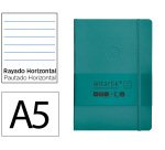 Cuaderno con gomilla Antartik notes tapa blanda A5 hojas rayas verde aguamarina 80 hojas 80 g