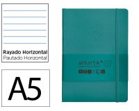 Cuaderno con gomilla Antartik notes tapa blanda A5 hojas rayas verde aguamarina 80 hojas 80 g