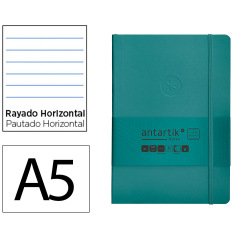 Cuaderno con gomilla Antartik notes tapa blanda A5 hojas rayas verde aguamarina 80 hojas 80 g