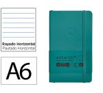 Cuaderno con gomilla Antartik notes tapa blanda A6 rayas verde aguamarina 100 hojas 80 g