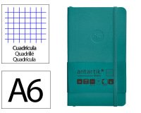 Cuaderno con gomilla Antartik notes tapa blanda A6 cuadricula verde aguamarina 100 hojas 80 g