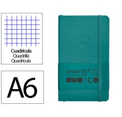 Cuaderno con gomilla Antartik notes tapa blanda A6 cuadricula verde aguamarina 100 hojas 80 g