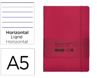 Cuaderno con gomilla antartik notes tapa blanda a5 hojas rayas burdeos 80 hojas 80 gr