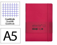 Cuaderno con gomilla Antartik notes tapa blanda A5 hojas cuadricula burdeos 80 hojas 80 g