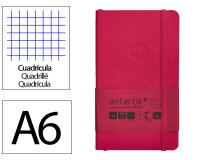 Cuaderno con gomilla antartik notes tapa blanda A6 cuadricula burdeos 100 hojas 80 g