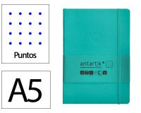 Cuaderno con gomilla Antartik notes tapa blanda A5 hojas puntos turquesa 80 hojas 80 g