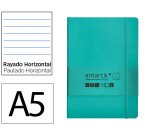 Cuaderno con gomilla Antartik notes tapa blanda A5 hojas rayas turquesa 80 hojas 80 g