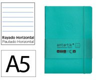 Cuaderno con gomilla Antartik notes tapa blanda A5 hojas rayas turquesa 80 hojas 80 g