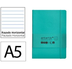 Cuaderno con gomilla Antartik notes tapa blanda A5 hojas rayas turquesa 80 hojas 80 g
