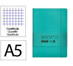 Cuaderno con gomilla Antartik notes tapa blanda A5 hojas cuadricula turquesa 80 hojas 80 g