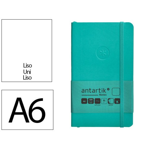 Cuaderno con gomilla antartik notes tapa blanda a6 hojas lisas turquesa 100 hojas 80 g