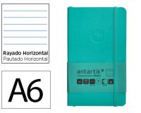 Cuaderno con gomilla Antartik notes tapa blanda A6 rayas turquesa 100 hojas 80 g