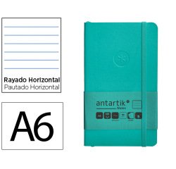 Cuaderno con gomilla Antartik notes tapa blanda A6 rayas turquesa 100 hojas 80 g
