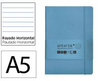 Cuaderno con gomilla Antartik notes tapa blanda A5 hojas rayas azul claro 80 hojas 80 g