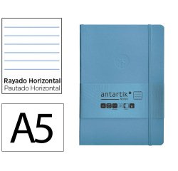 Cuaderno con gomilla Antartik notes tapa blanda A5 hojas rayas azul claro 80 hojas 80 g