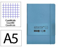 Cuaderno con gomilla Antartik notes tapa blanda A5 hojas cuadricula azul claro 80 hojas 80 g