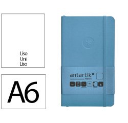 Cuaderno con gomilla Antartik notes tapa blanda A6 hojas lisas azul claro 100 hojas 80 g