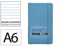 Cuaderno con gomilla Antartik notes tapa blanda A6 rayas azul claro 100 hojas 80 g