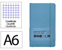 Cuaderno con gomilla Antartik notes tapa blanda A6 cuadricula azul claro 100 hojas 80 g