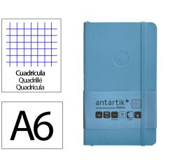 Cuaderno con gomilla Antartik notes tapa blanda A6 cuadricula azul claro 100 hojas 80 g