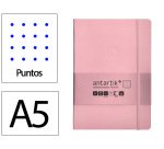 Cuaderno con gomilla Antartik notes tapa blanda A5 hojas puntos rosa pastel 80 hojas 80 g