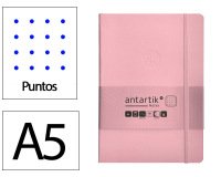 Cuaderno con gomilla Antartik notes tapa blanda A5 hojas puntos rosa pastel 80 hojas 80 g