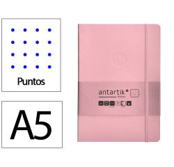 Cuaderno con gomilla antartik notes tapa blanda a5 hojas puntos rosa pastel 80 hojas 80 gr fsc