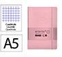 Cuaderno con gomilla Antartik notes tapa blanda A5 hojas cuadricula rosa pastel 80 hojas 80 g