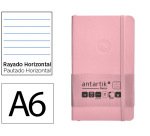Cuaderno con gomilla Antartik notes tapa blanda A6 rayas rosa pastel 100 hojas 80 g