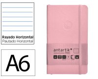 Cuaderno con gomilla Antartik notes tapa blanda A6 rayas rosa pastel 100 hojas 80 g