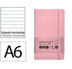 Cuaderno con gomilla Antartik notes tapa blanda A6 rayas rosa pastel 100 hojas 80 g